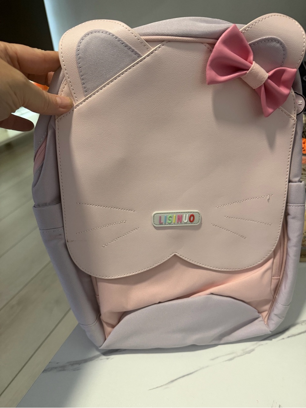 Pink & Lavender Cat Ear Kids Backpack with Bow
